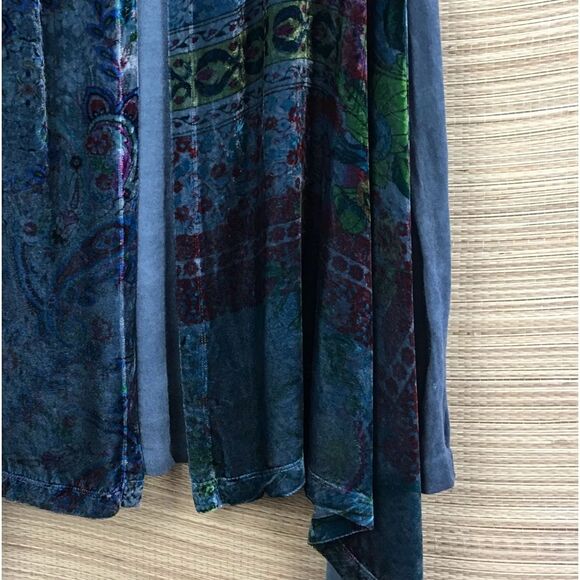 Johnny Was Velvet Teal Drape Open Front Sweater Cardigan In Team Size XS - Picture 9 of 13